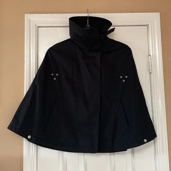 VTG 90’s Authentic BURBERRY London Black Cape Jacket Poncho Funnel Neck - Picture 4 of 15
